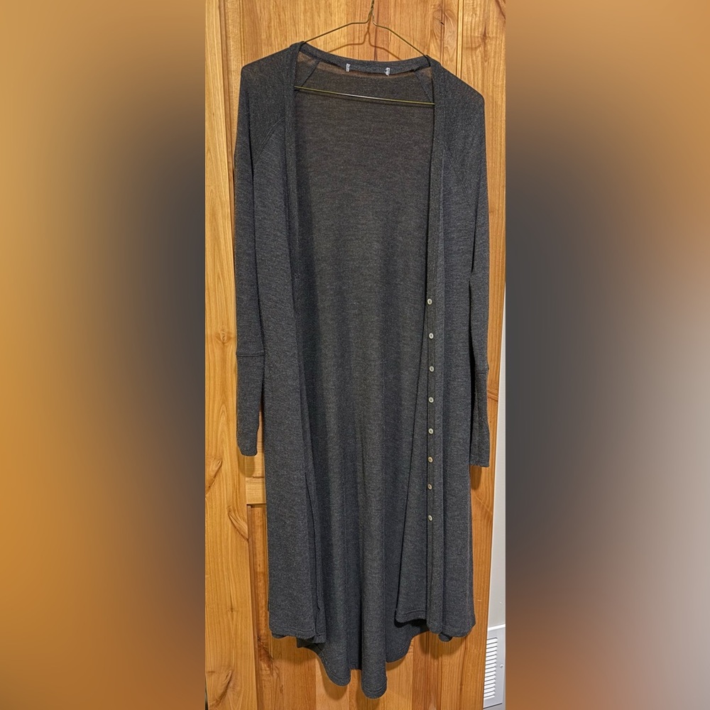 Gray Longline Cardigan Sweater